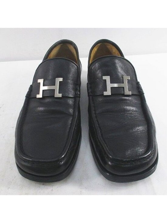 Hermes Constance Loafers Silver Black Leather main image 7